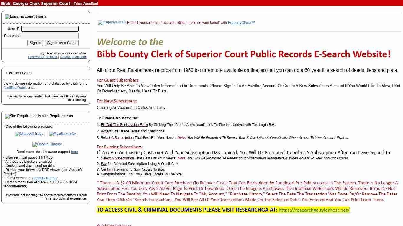 eSearch Account Sign In